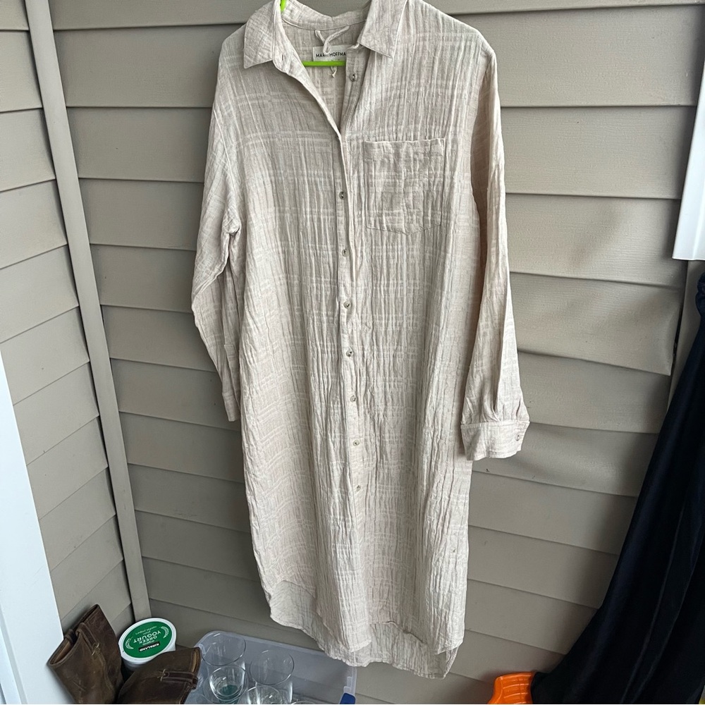MARA HOFFMAN‎ SWIM Dress Womens S Beige Organic Cotton Linen Cover Up Resortwear